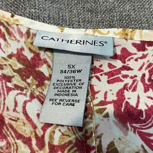 Catherines Top Womens Plus 5X Boho Scarf Print Beaded Long Sleeve Flowy Popover - Picture 6 of 10